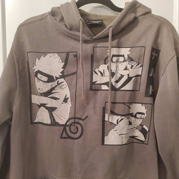 Naruto Shippuden Gray/Black Anime Ombre Hoodie- Sz Large - Picture 3 of 6